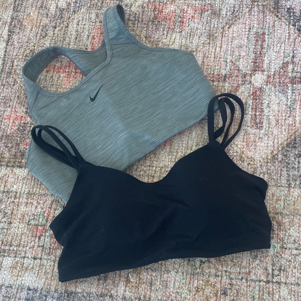 2 Nike dri fit sports bras size large Black and Gray